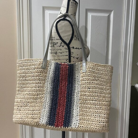 CROCHET STRAW TOTE BAG Boho chic INC AESTHETIC SUMMER BEACHY - Picture 10 of 13